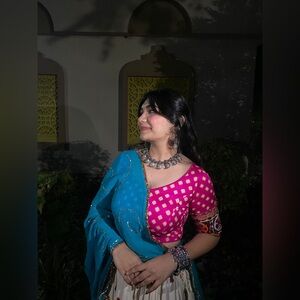 Pink and Blue Traditional Outfit